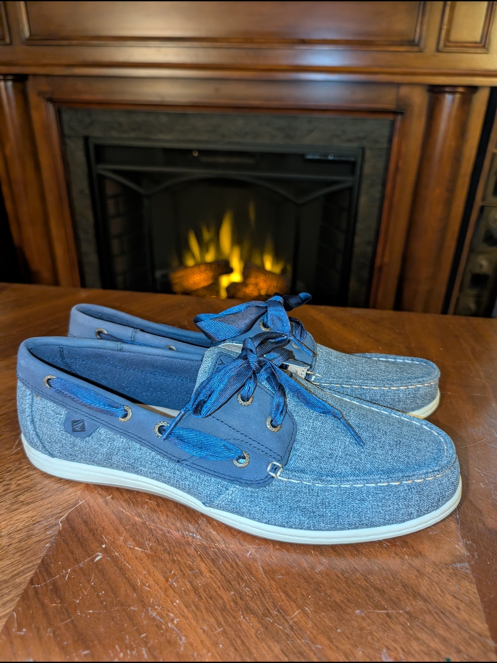 Sperry Koifish Women’s Boat Shoes Size 11 Blue Shimmer Lace Up STS84344 Boatshoe